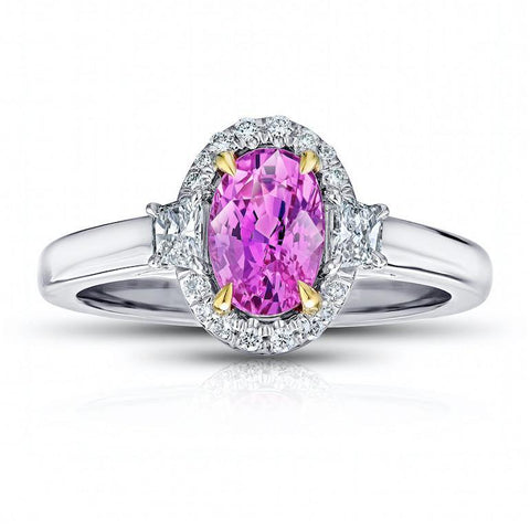 2.66 Carat Pear Shape Pink Sapphire and Diamond Ring