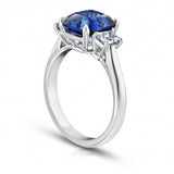 3.86 Carat Emerald Cut Blue Sapphire and Diamond Ring - David Gross Group