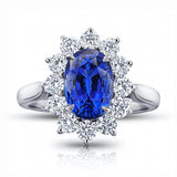 4.08 Carat Oval Blue Sapphire and Diamond Ring - David Gross Group