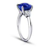 5.03 Carat Cushion Blue Sapphire and Diamond Ring - David Gross Group
