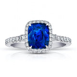 2.63 Carat Cushion Blue Sapphire And Diamond Ring - David Gross Group