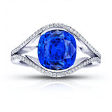 4.63 Carat Cushion Blue Sapphire And Diamond Ring - David Gross Group