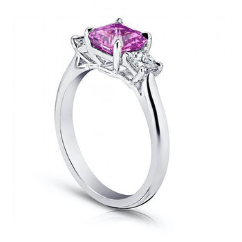 1.85 Carat Emerald Cut Pink Sapphire And Diamond Ring - David Gross Group