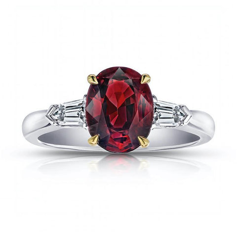 3.73 Carat Pear Shape Red Spinel And Diamond Ring