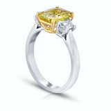 2.50 Carat Emerald Cut Yellow Sapphire And Diamond Ring - David Gross Group