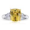4.55 Carat Cushion Yellow Sapphire And Diamond Ring - David Gross Group