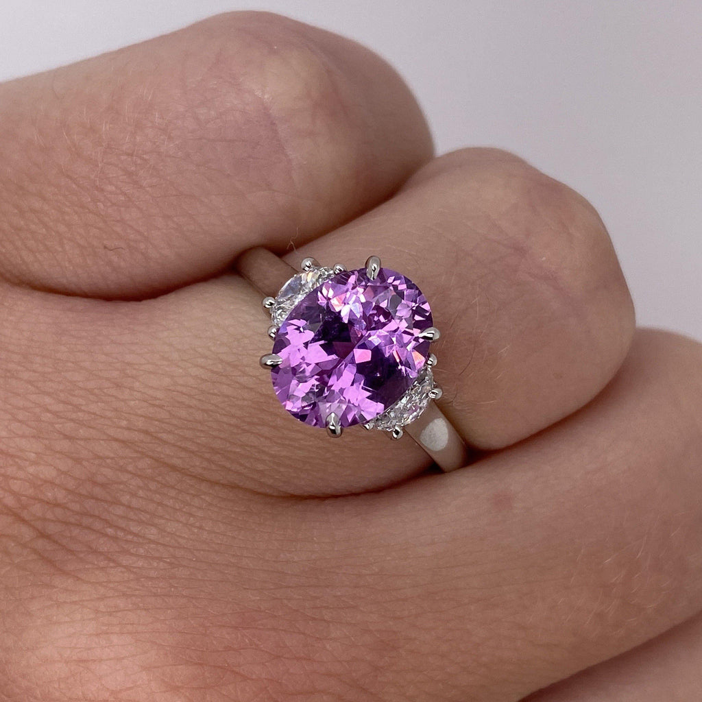 3.21 Carat Oval Pink Sapphire and Diamond Ring - David Gross Group