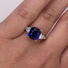 4.04 Carat Cushion Blue Sapphire and Diamond Ring - David Gross Group