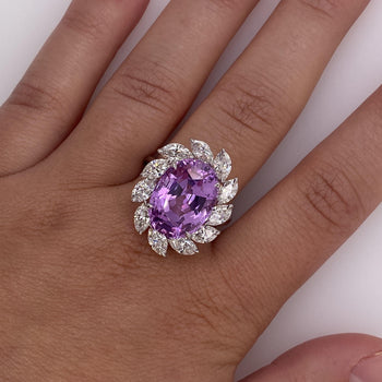 13.46 Carat Oval Pink Sapphire and Diamond Ring - David Gross Group