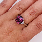 5.88 Carat Cushion Pinkish Red Sapphire and Diamond ring - David Gross Group