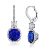 Blue Cushion Sapphire and Diamond Drop Earrings - David Gross Group