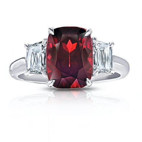 3.73 Carat Pear Shape Red Spinel And Diamond Ring